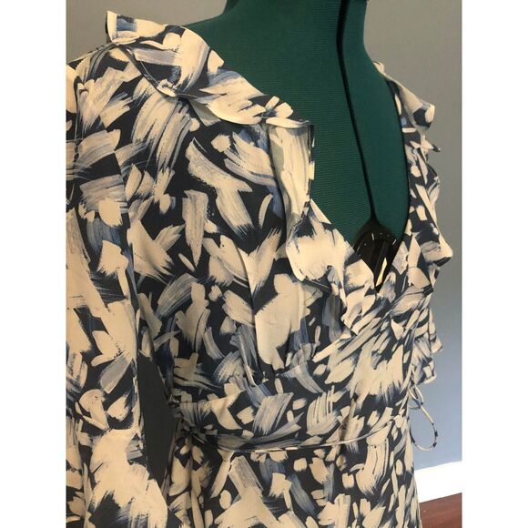 Tyler Boe Blue & White Isabella Silk Printed Midi Dress, size XS - Picture 5 of 6